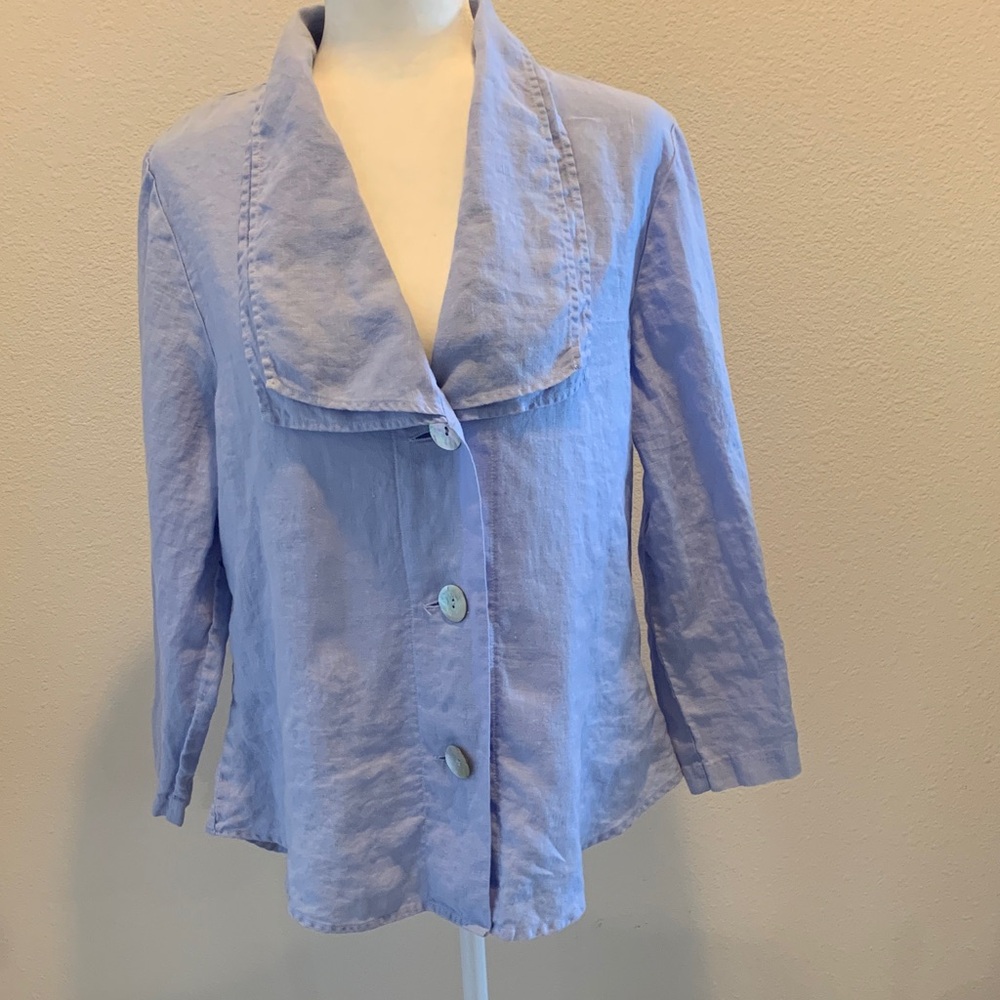 Habitat Light Blue Linen Button-Front Jacket